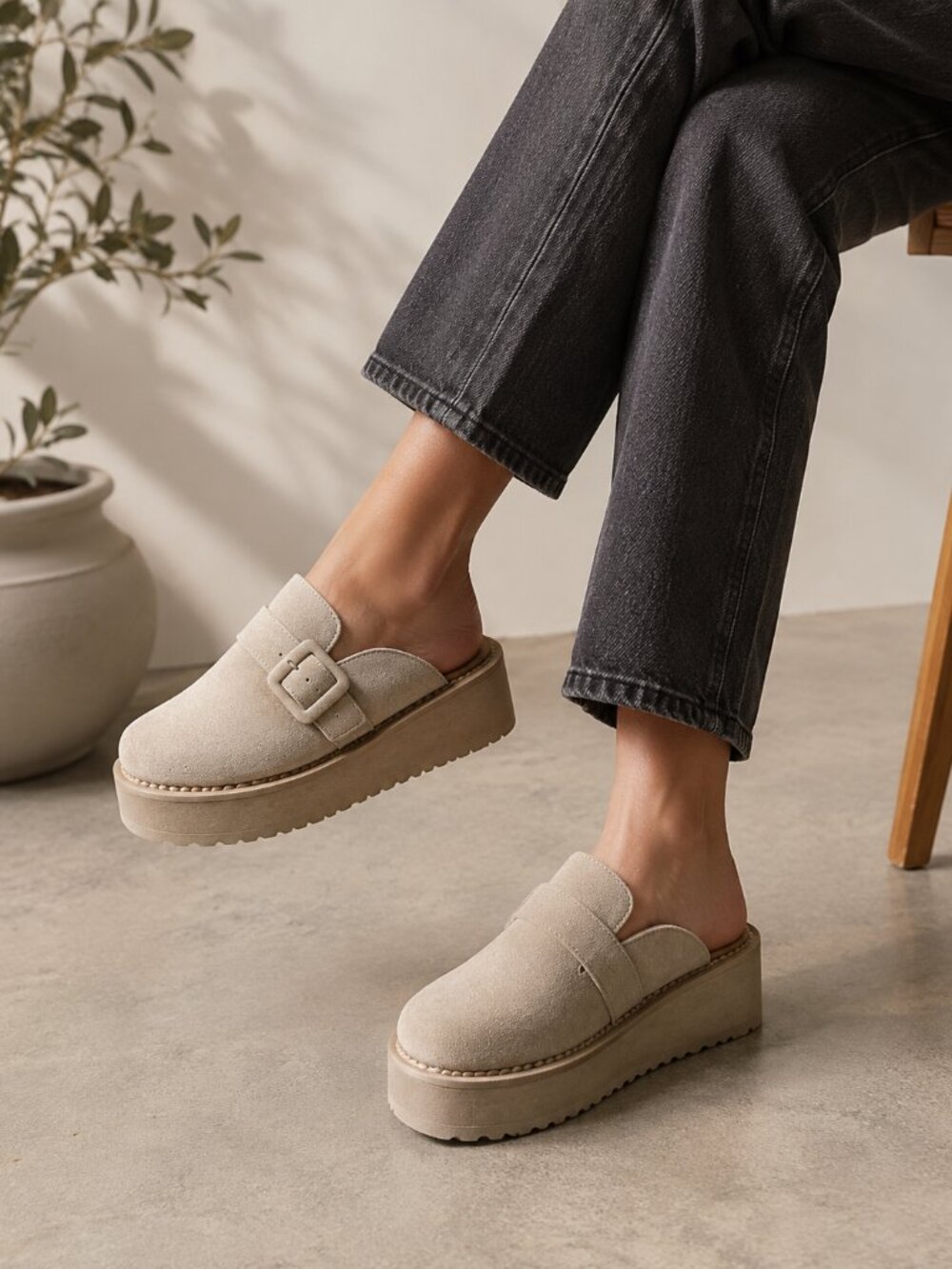 Seychelles Come Together Suede Platform Clogs Mules Sand Beige 7.5 Leather